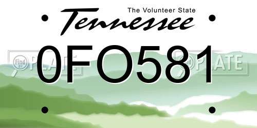 0FO581 Tennessee License Plate
