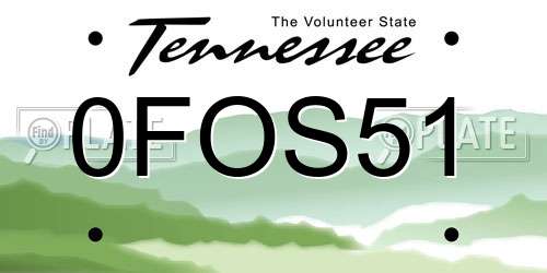 0FOS51 Tennessee License Plate