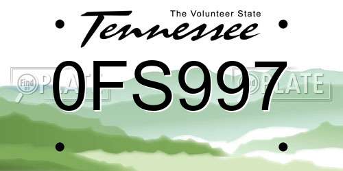 0FS997 Tennessee License Plate