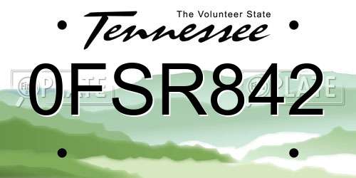 0FSR842 Tennessee License Plate