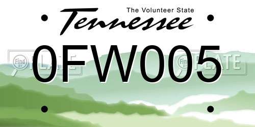 0FW005 Tennessee License Plate