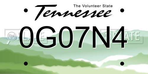 0G07N4 Tennessee License Plate