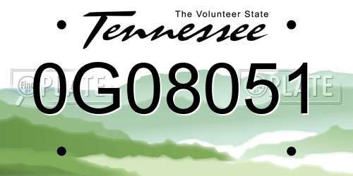 0G08051 Tennessee License Plate