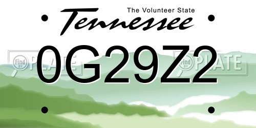 0G29Z2 Tennessee License Plate