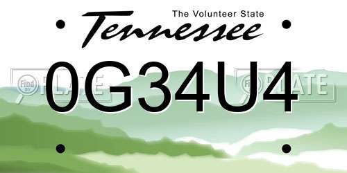 0G34U4 Tennessee License Plate