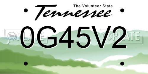 0G45V2 Tennessee License Plate
