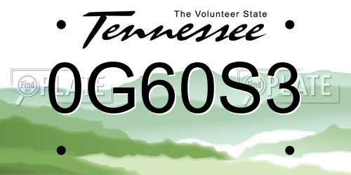 0G60S3 Tennessee License Plate