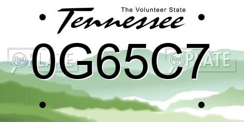 0G65C7 Tennessee License Plate