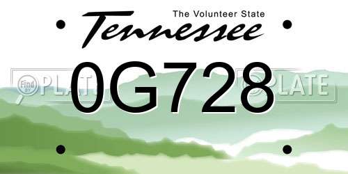 0G728 Tennessee License Plate