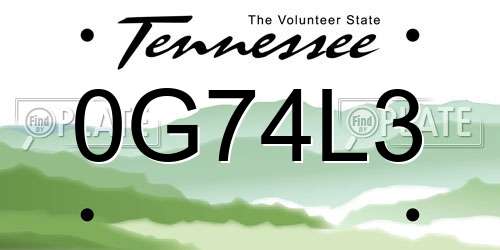 0G74L3 Tennessee License Plate
