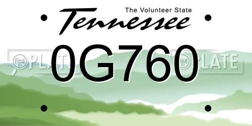 0G760 Tennessee License Plate