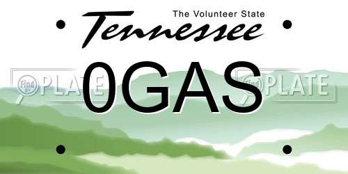 0GAS Tennessee License Plate