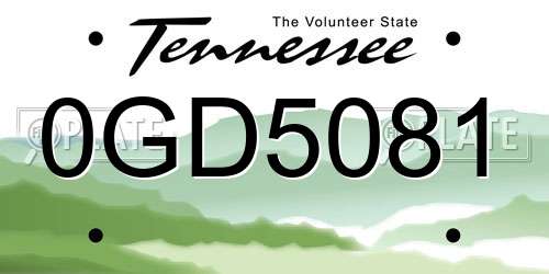 0GD5081 Tennessee License Plate