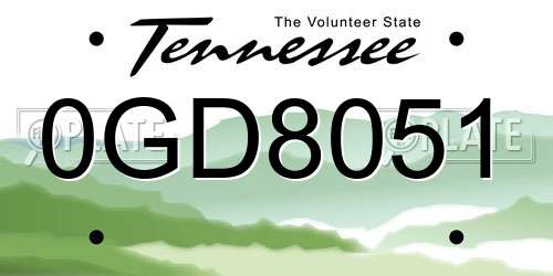 0GD8051 Tennessee License Plate