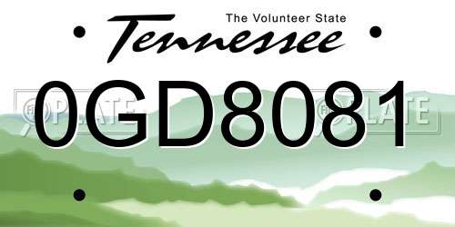 0GD8081 Tennessee License Plate