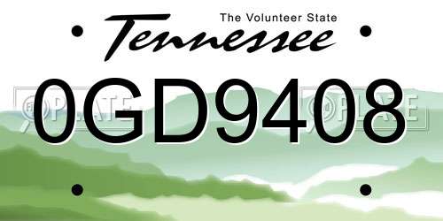 0GD9408 Tennessee License Plate
