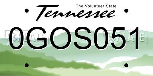 0GOS051 Tennessee License Plate