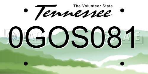 0GOS081 Tennessee License Plate