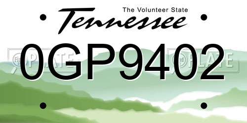 0GP9402 Tennessee License Plate