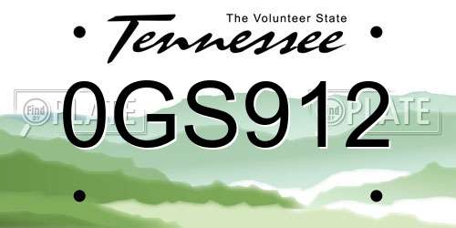 0GS912 Tennessee License Plate
