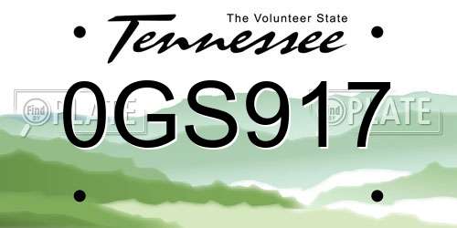 0GS917 Tennessee License Plate