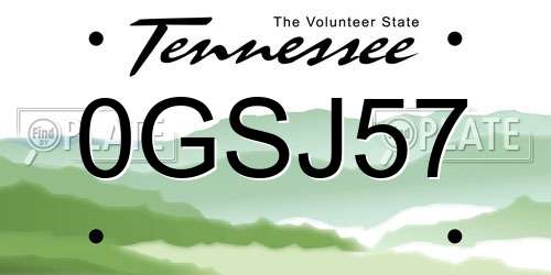 0GSJ57 Tennessee License Plate
