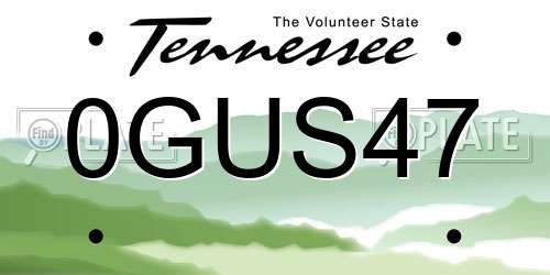 0GUS47 Tennessee License Plate