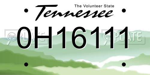 0H16111 Tennessee License Plate