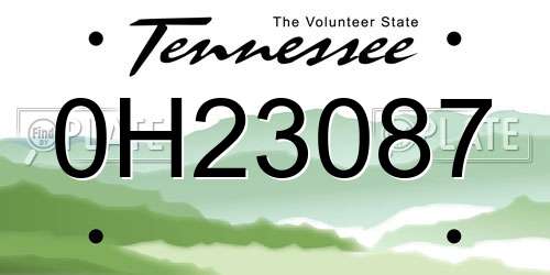 0H23087 Tennessee License Plate