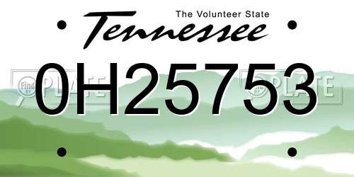 0H25753 Tennessee License Plate