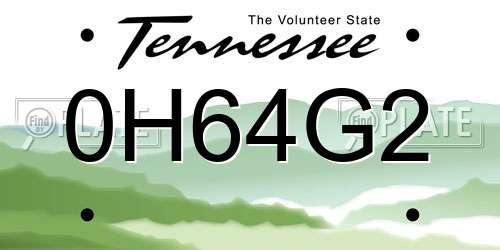0H64G2 Tennessee License Plate