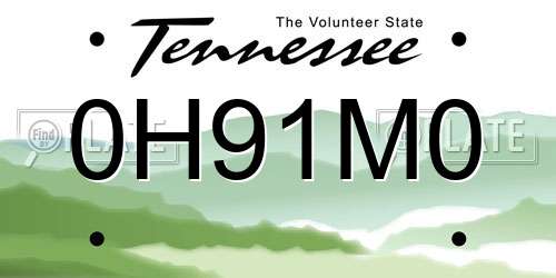 0H91M0 Tennessee License Plate