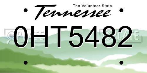 0HT5482 Tennessee License Plate