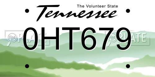 0HT679 Tennessee License Plate