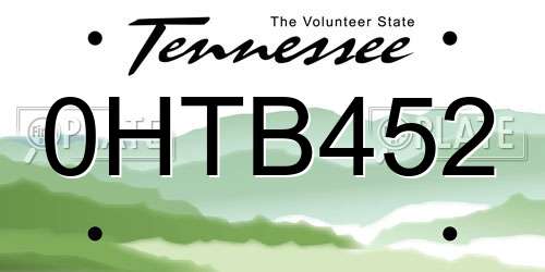 0HTB452 Tennessee License Plate