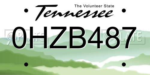 0HZB487 Tennessee License Plate