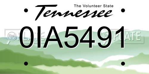 0IA5491 Tennessee License Plate