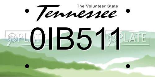 0IB511 Tennessee License Plate
