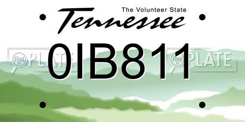 0IB811 Tennessee License Plate