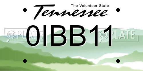 0IBB11 Tennessee License Plate