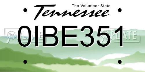 0IBE351 Tennessee License Plate