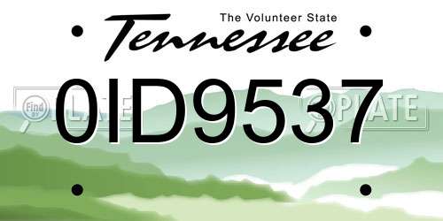 0ID9537 Tennessee License Plate