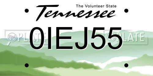 0IEJ55 Tennessee License Plate