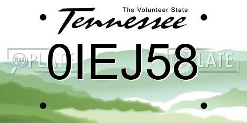 0IEJ58 Tennessee License Plate