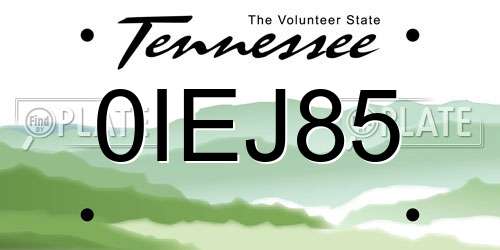 0IEJ85 Tennessee License Plate