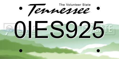 0IES925 Tennessee License Plate