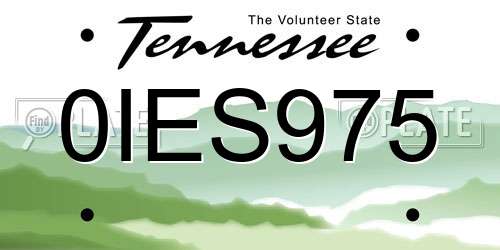 0IES975 Tennessee License Plate