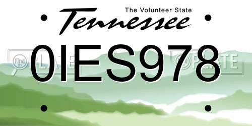 0IES978 Tennessee License Plate