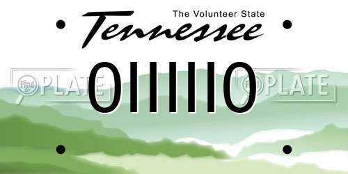 0IIIII0 Tennessee License Plate