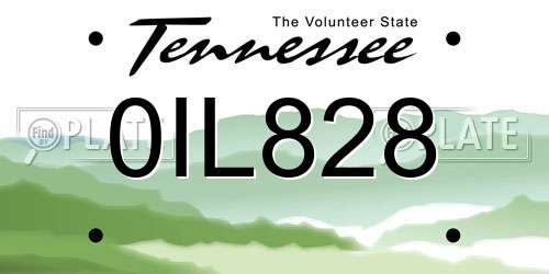 0IL828 Tennessee License Plate